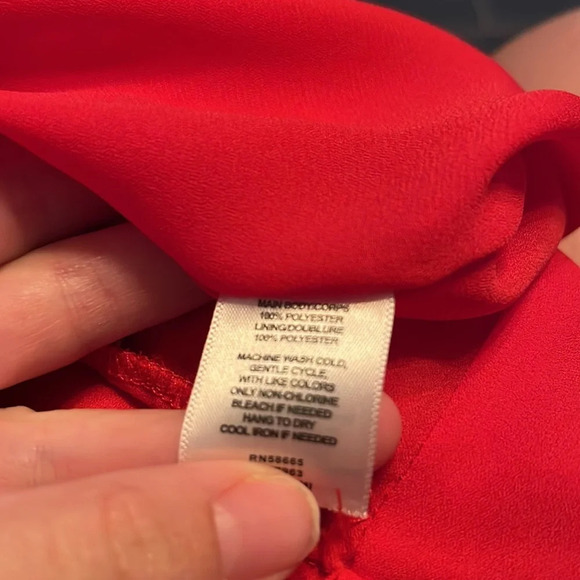 Leith Red Faux Wrap Side Tie Slit Leg Jumpsuit - Picture 6 of 6